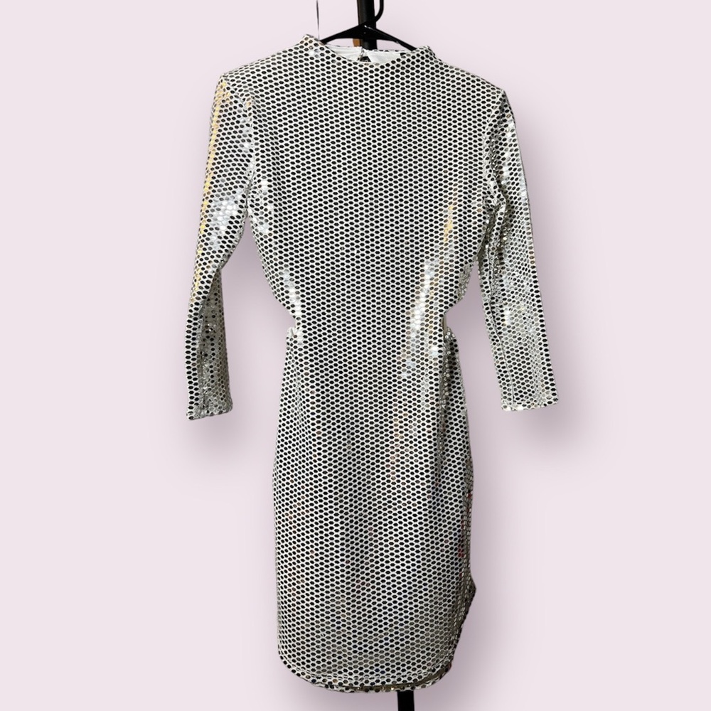 Blanc Silver Sequin Mini Dress